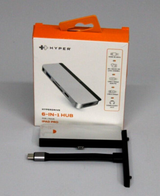 HYPER Hyperdrive HD319B-SILVER 6-in-1 HUB iPad Pro HDMI 4K SD/MICRO SD USB-C/A