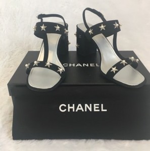 chanel block heel sandals