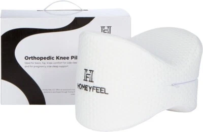 HOMEY FEEL Knee Pillow - Premium Memory Foam, Ideal for Side Sleepers/Machine Washable Cove