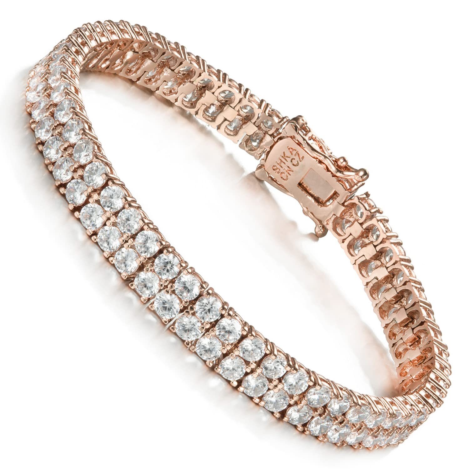 2 Rows Tennis Bracelet 18K WomenOs Bracelet CZ Bracelets with Sparking Cubic Zir