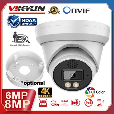 VIKYLIN 4K 8MP 6MP Full Color IP Camera PoE 2-Way Audio Outdoor NDAA Onvif Lot