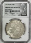 1921 Morgan Silver Dollar, NGC Brilliant Uncirculated