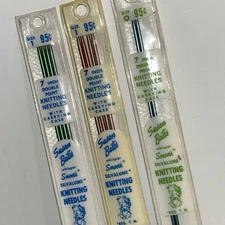 Lot Of 3 Vtg Susan Bates Silvalume Double Point 7" Knitting Needles Sz 1 0 /91e