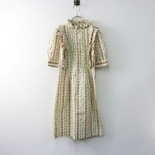 GUCCI JP Tag 477904 ZJX16 2017 Rose Print Cotton Ruffle Dress 38/Ivory Dress Flo