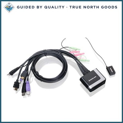 KVM Switch 2-Port for Two Computers with Push Button and Hotkey Function