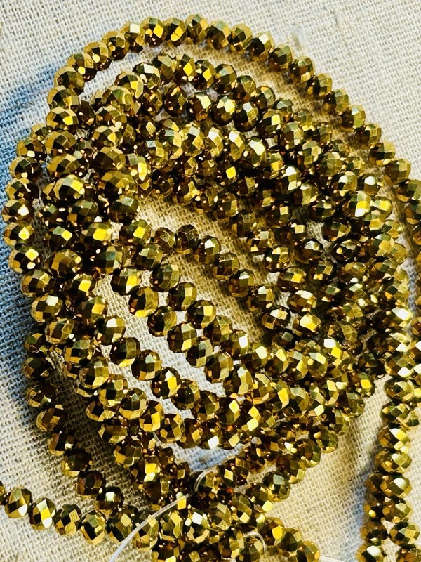 4 Gorge 13” Strands Of Gold Faceted Precosia Czech Beads For Jewelry Making! S8