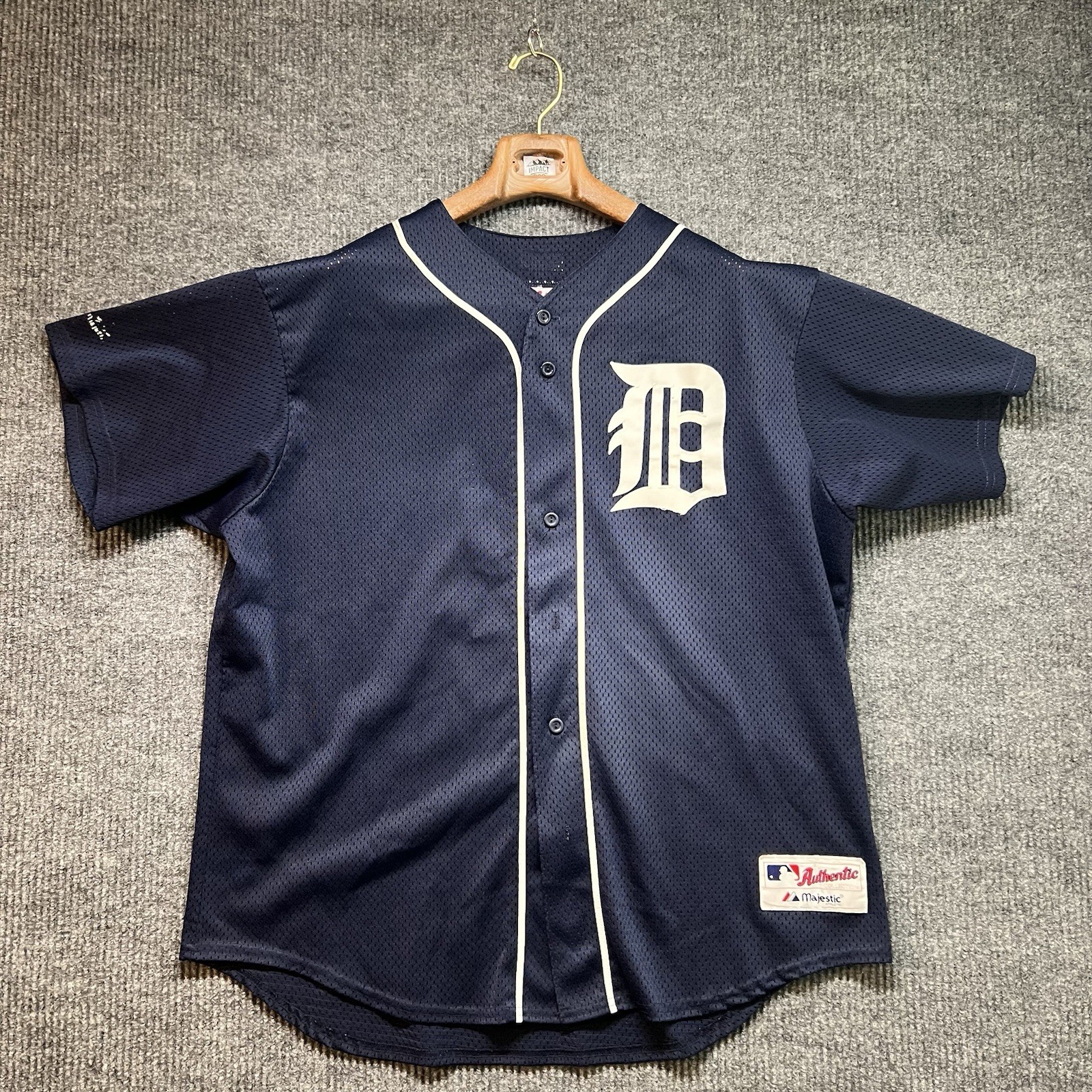 Vintage Majestic Detroit Tigers Jersey Mens XL Blue Al Kaline #6 Mesh *READ*