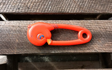 Vintage Red Plastic Duck Diaper Safety Pin Baby Rattle