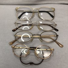 Lot of 4 Vintage Gold Tone Metal Eyeglass Frames Mixed Styles Retro Vision Micki