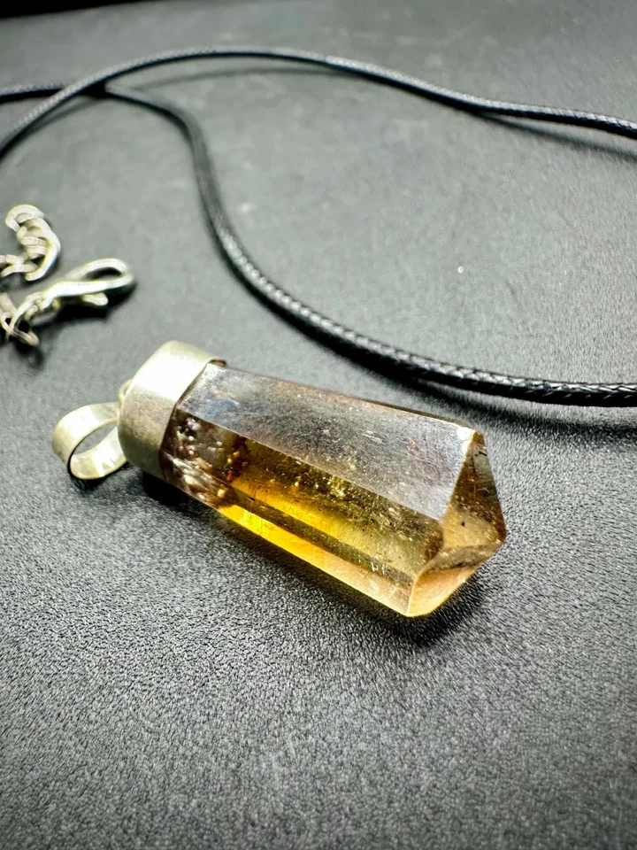 Collar colgante de topacio natural hecho a mano raro de plata de ley 925 Pakistán Foto 3 de 4