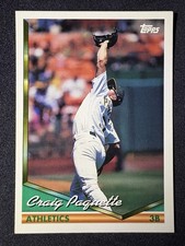1994 Topps #46 Craig Paquette Oakland Athletics A's Baseball Card Rookie RC. rookie card picture