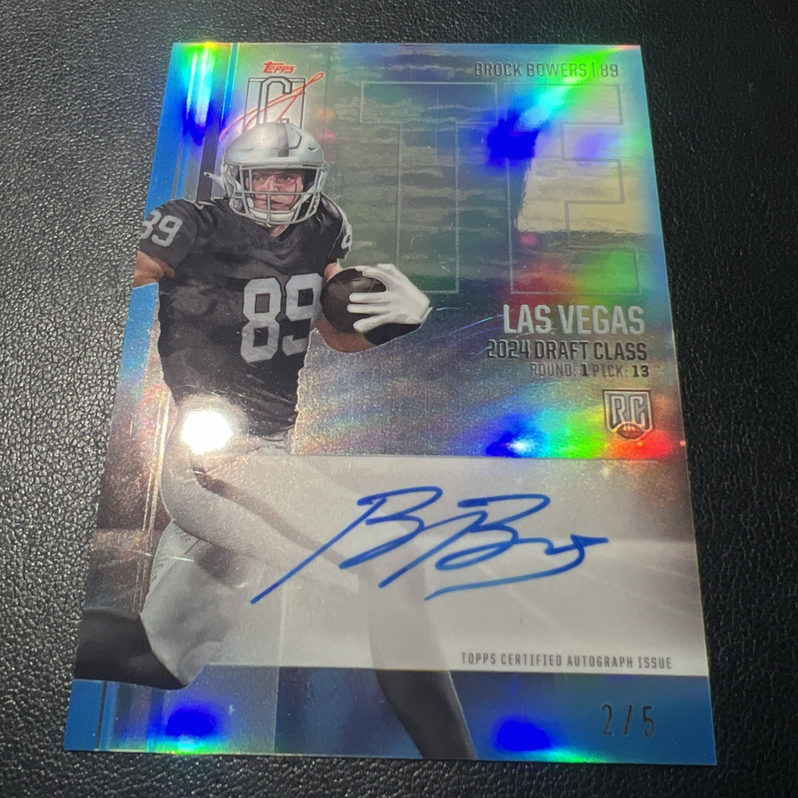 2024 Topps Signature Class Brock Bowers Rookie Chrome Auto RC Blue 2/5