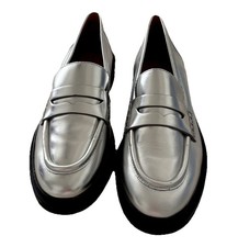 Madewell Vernon Silver Penny Loafers Women Size 9