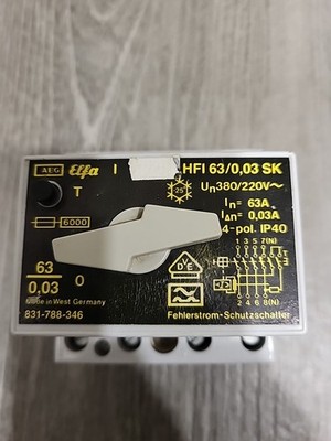 AEG-FI-Schalter Elfa 63A 0,03A HFI 63/0,03 SK 4 Pol Fehlerstrom-Schutzschalter