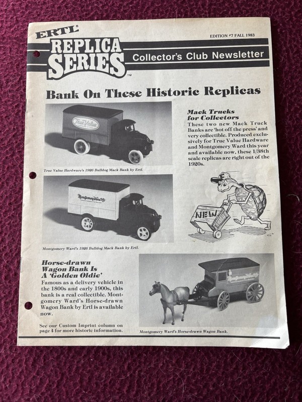 Vtg Ertl Replica Series Collectors Club Newsletter Die Cast Banks No 7 Fall 1983