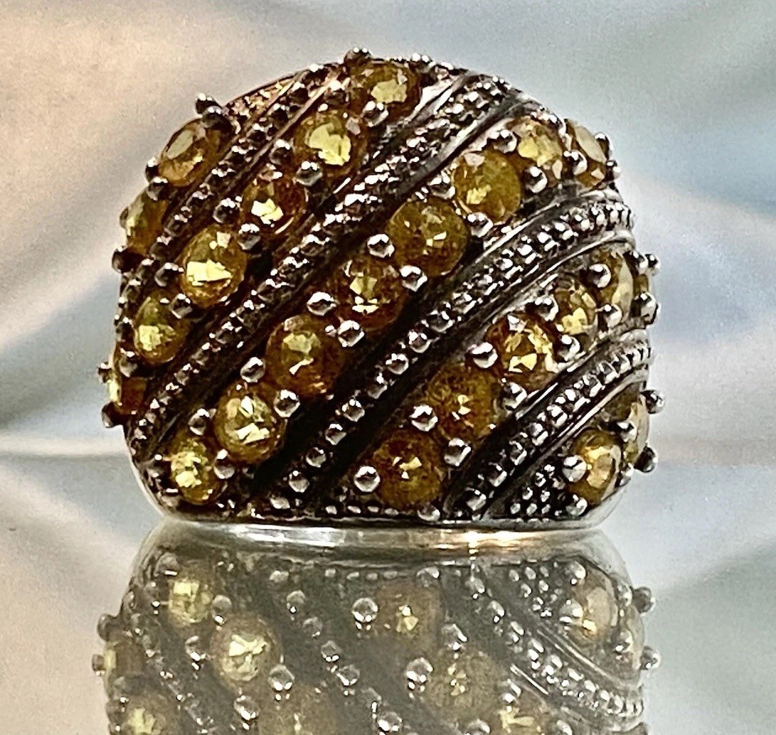 Statement Ring 925 Sterling Silver Pronged Citrin… - image 1