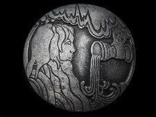 MH15155 VINTAGE 1970s AQUARIUS JAN. 21 - FEB. 19 ASTROLOGY BELT BUCKLE