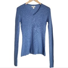 Adrienne Vittadini Light Blue Cashmere Vneck Long Sleeve Sweater M