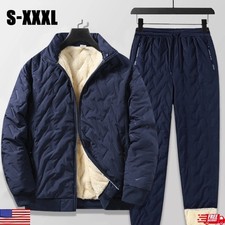 Men  s Fleece Tracksuit Set Warm Jacket  Pants Winter Casual Outfit