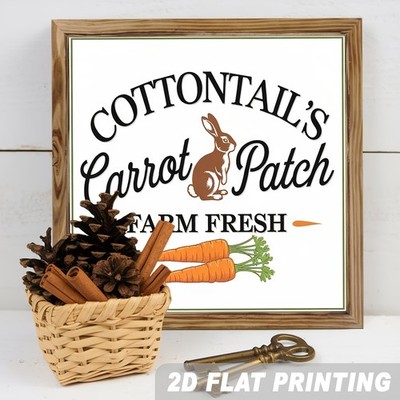 Vintage Farmhouse Distressed Wooden Plaque Carrot Patch Easter Wall Art Decor