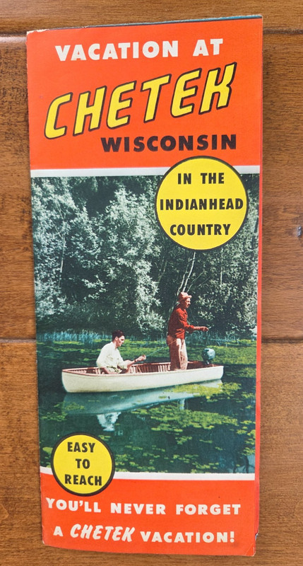 1930's Travel Brochure VACATION AT CHETEK, WISCONSIN Opens to Poster Size VGC