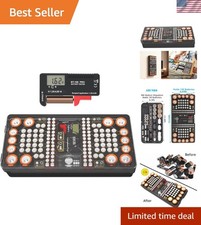 Compact Battery Storage Case with Digital Tester - Protects Up to 136 Batteries
