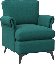 Poltrona Vintage in Tessuto effetto Lino 63x71x83 Verde DecHome