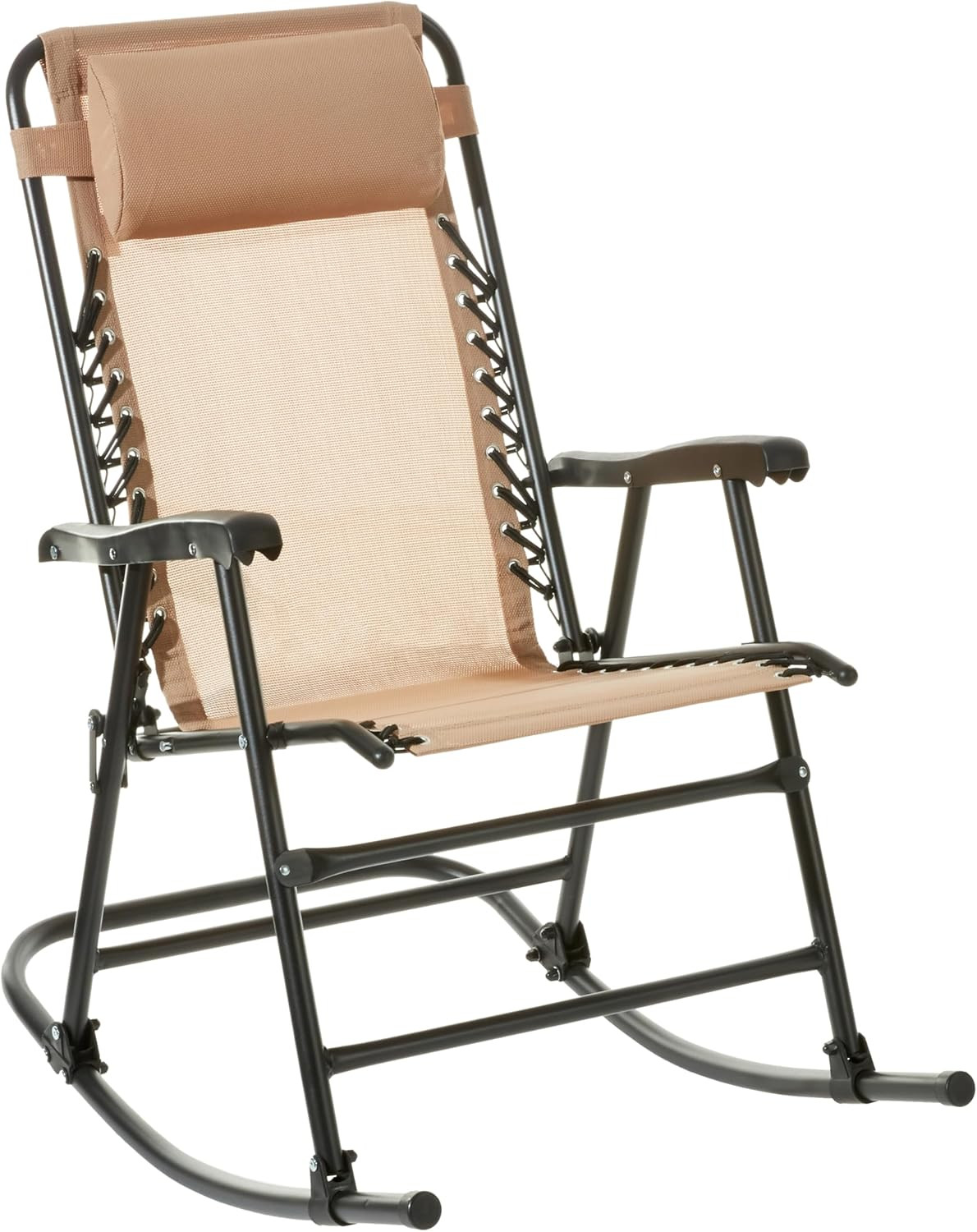 Sedia a Dondolo Pieghevole Beige 98x95x66 cm - Comfort Tradizionale