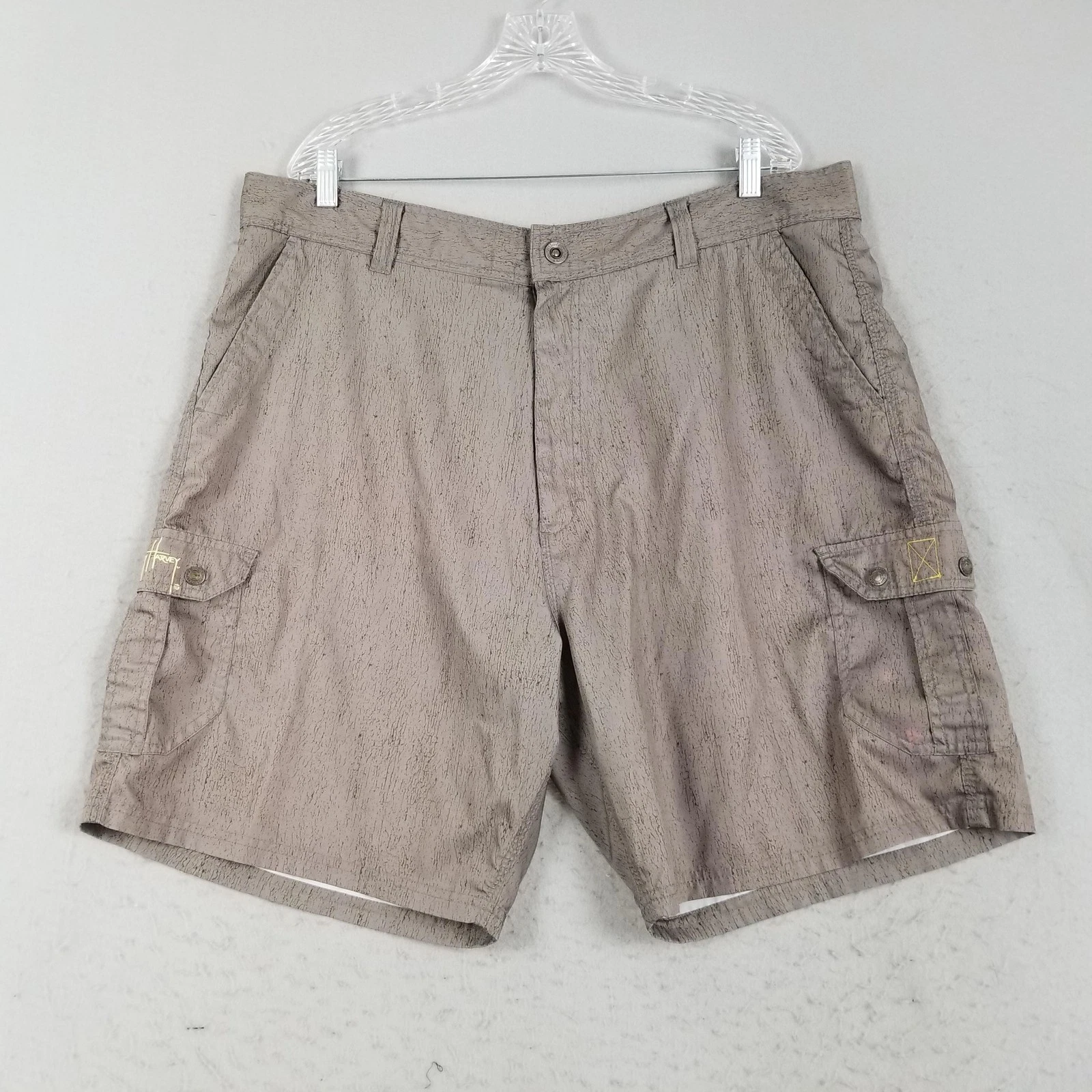 Guy Harvey Shorts Mens 40 Brown Taupe Cargo Polyester Fishing Outdoor RH77687