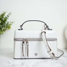 Tory Burch Rory Crinkle Vanity Bag Crossbody in Cirrus Cloud White NWT