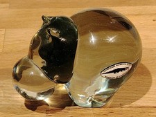 Ngwenya Glass Swaziland Handmade Hippo Paperweight Art Glass - With Label