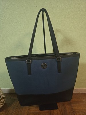 DKNY Blue and Black Tote Bag with Logo Accent  - Pre Owned Execellent