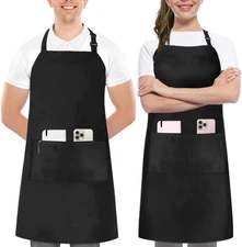 Utopia Kitchen 2 Pack Bib Apron, Adjustable with 2 Pockets, Water and Oil Resist