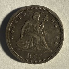 1857 Seated Liberty Silver Quarter High Grade Old US Coin