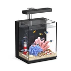 Beta Fish Tank 2 Gallon Betta Aquariums Filter Light Black Men Kids Starter