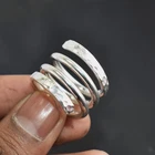 Hammered Sterling Silver Wrap Ring | Adjustable Boho Spiral Band | Hand All Size