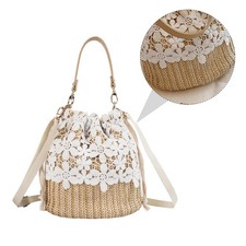 Sac de godet 1pc Paille Sac à épaule tissé Femmes Fashion Lace Sac à bandoulière