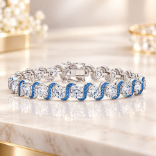 Shimmering Blue Wave Crystal Bracelet Elegant Women s Jewelry