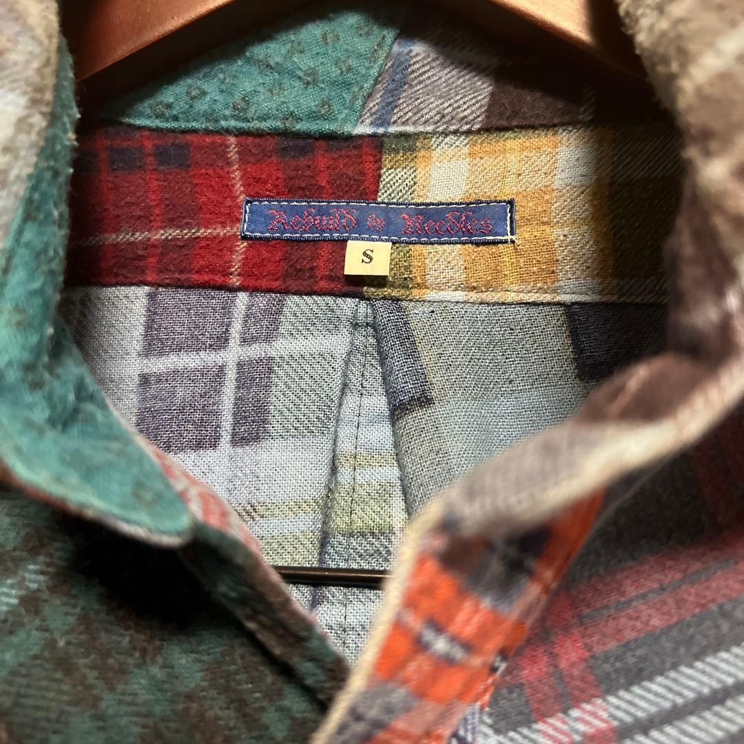 Rebuild by Needles Patchwork Flannel Shirt Plaidered Multicolor S Japan image 4
