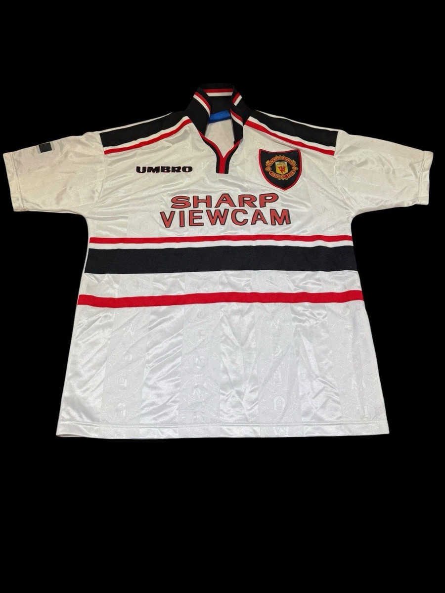 マンU SHARP VIEWCAM Umbro ユニフォーム L 新品 Vintage Umbro Manchester United Sharp Viewcam Away Jersey Youth