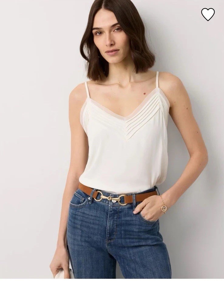 White House Black Market Pintuck Crepe Tank