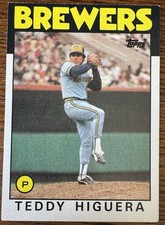 1986 Topps #347 TEDDY HIGUERA Rookie Card RC Milwaukee Brewers Baseball Card MLB. rookie card picture