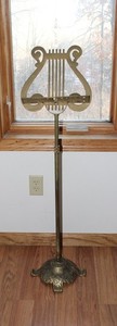 Vintage Brass/Metal Lyre Harp Shaped Footed Music Stand Adjustable