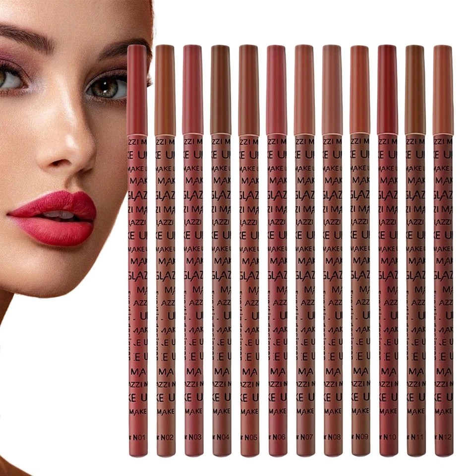 12 Colors Lip Liner Set, Matte Finish, Long Lasting Waterproof Pencil Kit - Image 4 of 4