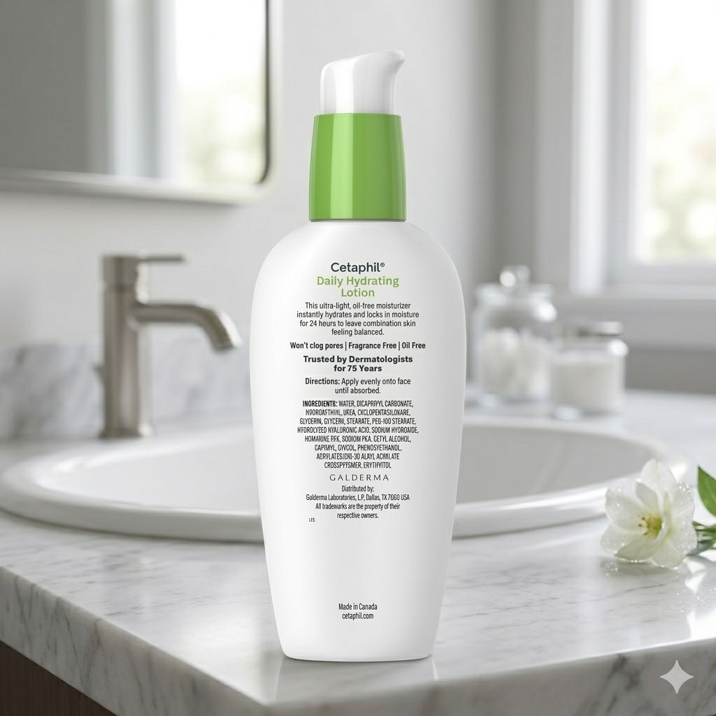 Cetaphil Daily Oil Free Hydrating Body Lotion with Hyaluronic Acid, 3 fl oz
