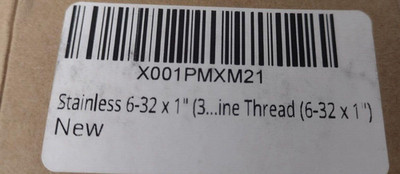 Stainless/ 6-32x1''/ Flat/ HD/ PHP /MACH/ Screw/ Qty 100/ CHENANGO SUPPLY CO.