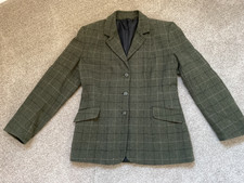 CALDENE ladies PURE WOOL green large check showing jacket size 40