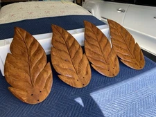 4 Vtg Carved Wood Palm Leaf Ceiling Fan Blades 24"
