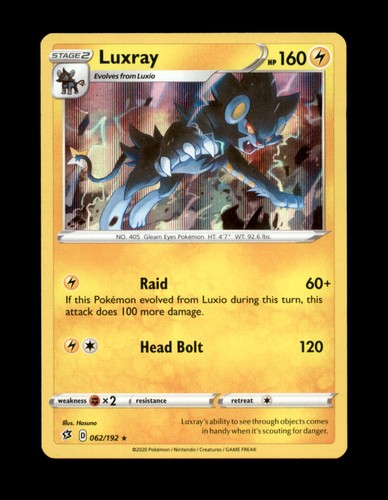 Luxray 062/192 SWSH02: Rebel Clash Holo Rare NM Pokemon
