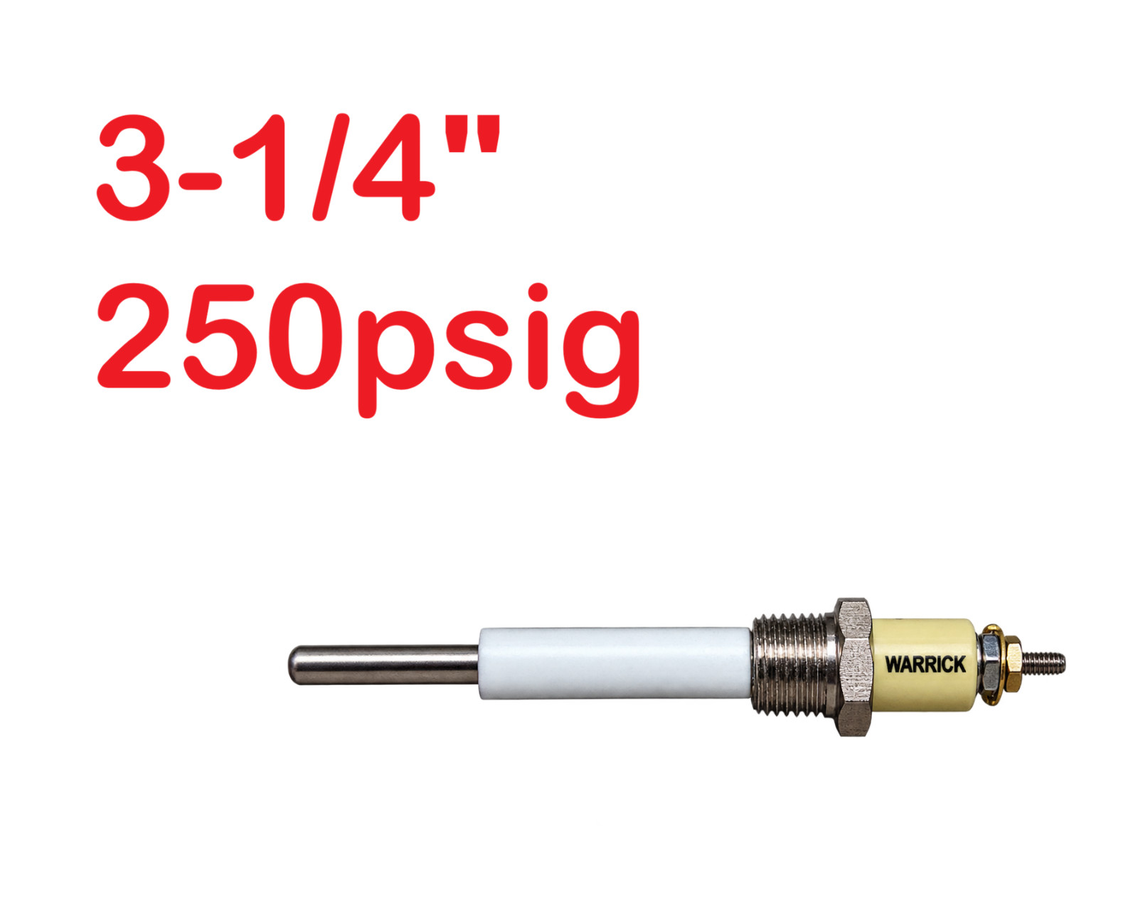 1x Warrick Controls 78001703 Electrode Sensor Probe Fitting 3-1/4", 3H, SS, 406F